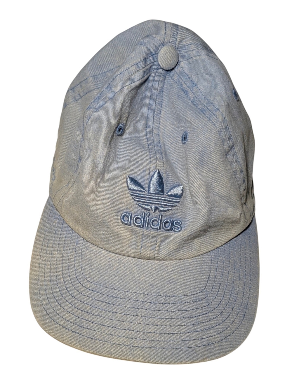 adidas Originals Relaxed Denim Baseball Cap Light Blue Washed Dad Hat OSFM